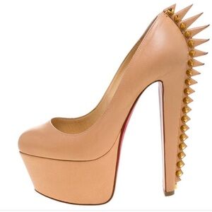 Christian Louboutin Heels Nude Electropump Spiked Platform Pumps Size 37.5 (7.5)